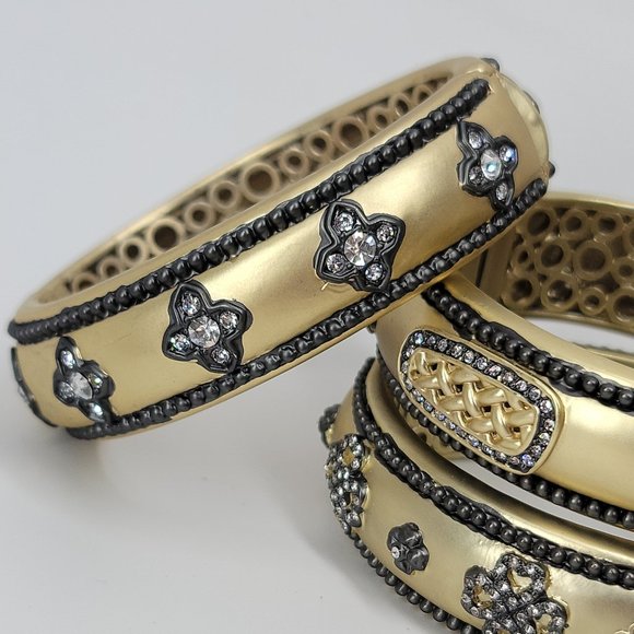 NWT Art Deco Pave CZ Hinged Magnetic Cuff Bangle - Picture 2 of 12